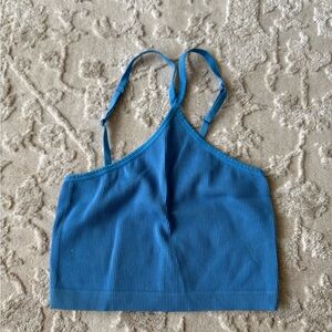 CAbi Light Blue Ribbed Crop Tank